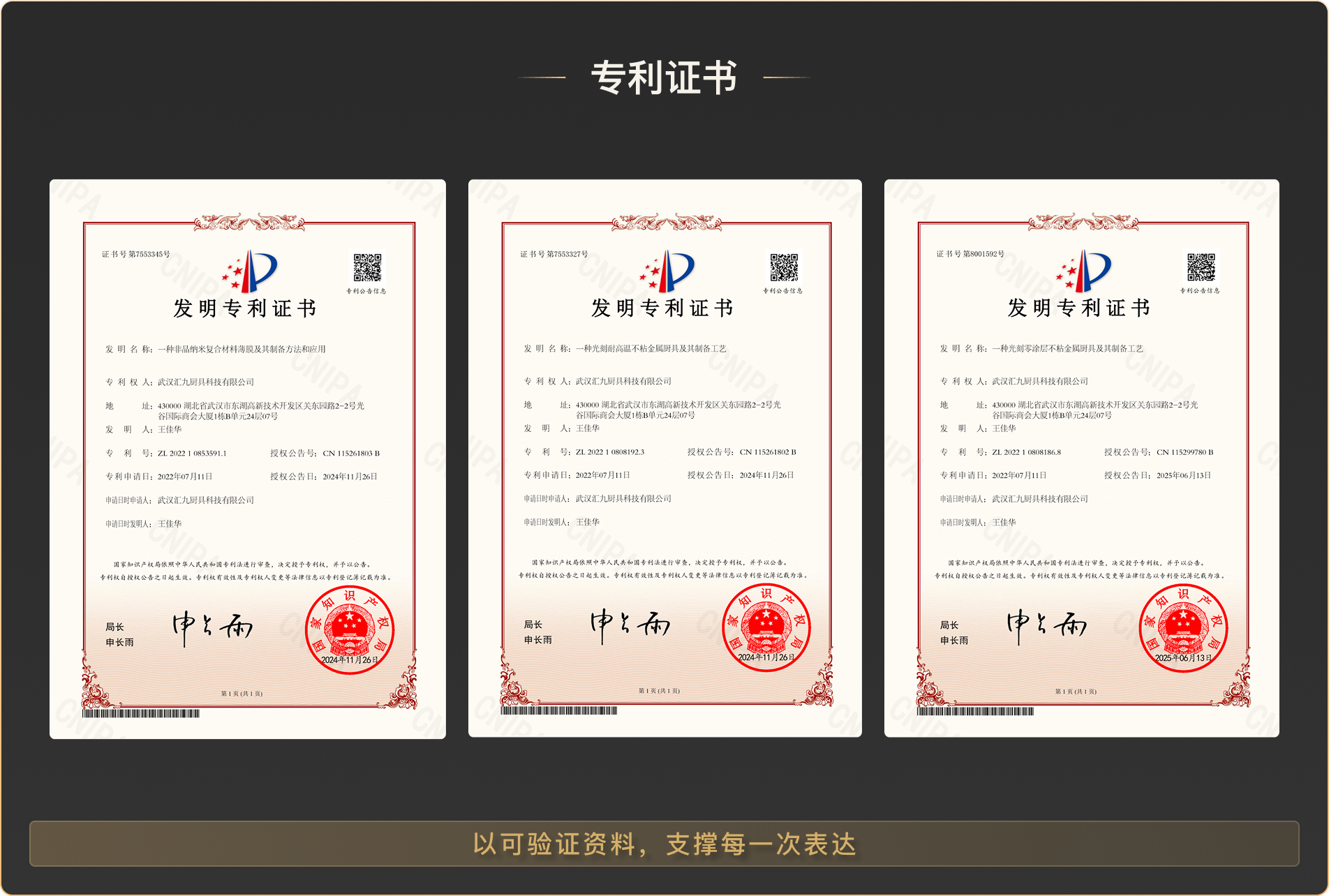 专利证书展示